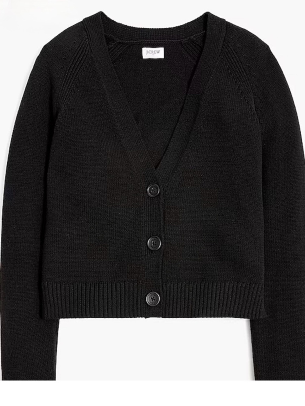 J Crew black v neck cotton blend cardigan